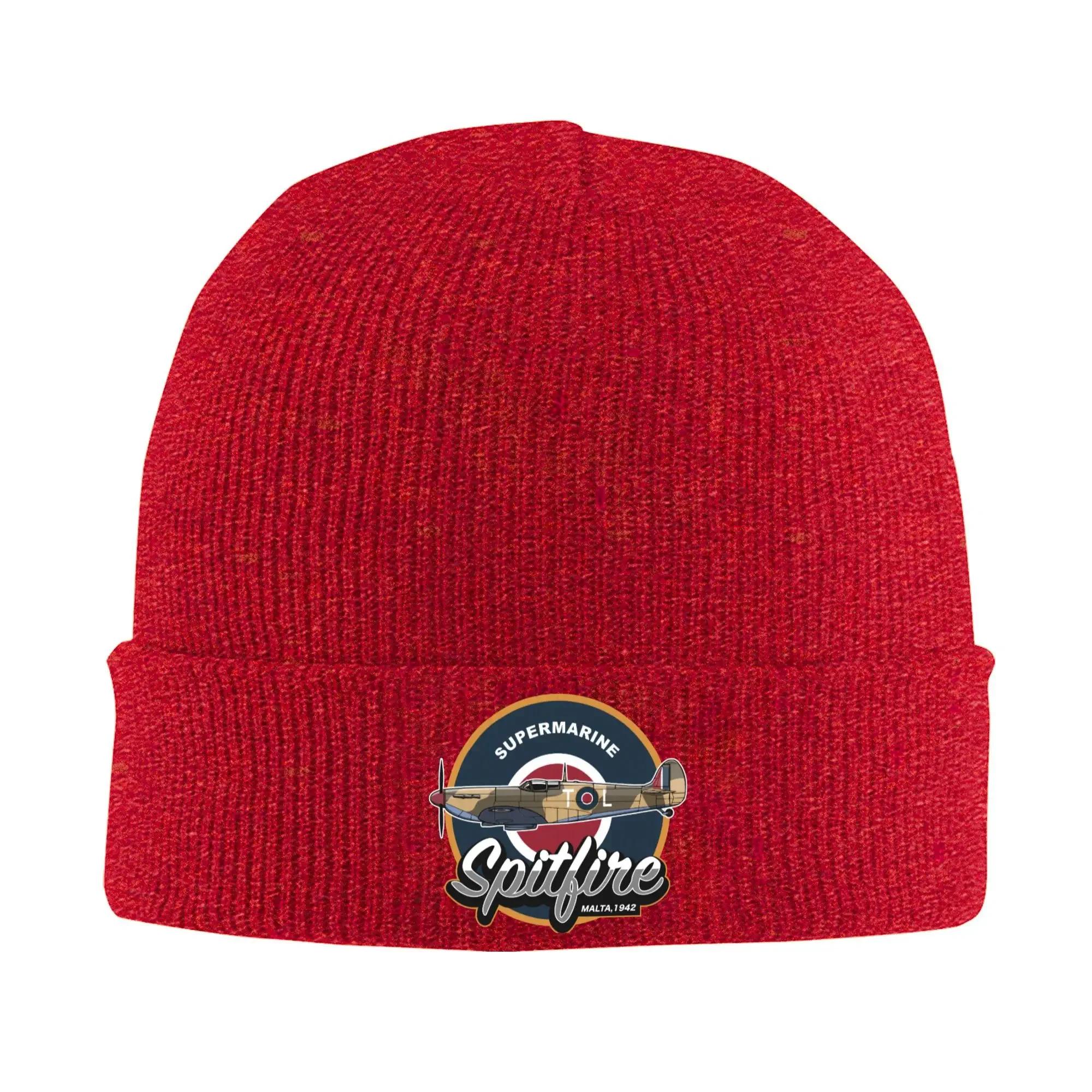 

Custom Spitfire Malta Beanie Cap Winter Warm Bonnet Femme Knitted Hat Ski Fighter WW War Pilot Aircraft Skullies Beanies Hat One Size