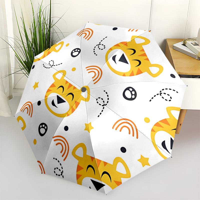 

1pc Tiger Faces Pattern Umbrella Portable Home Essential Umbrella Folding Umbrella Durable Iron Frame yy251128029