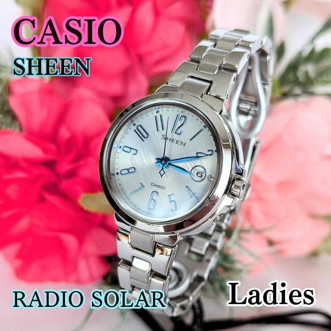 

[Б/У] CASIO Casio Женские часы, Радиоуправляемые, Солнечные, Корпус-ракушка, Синий