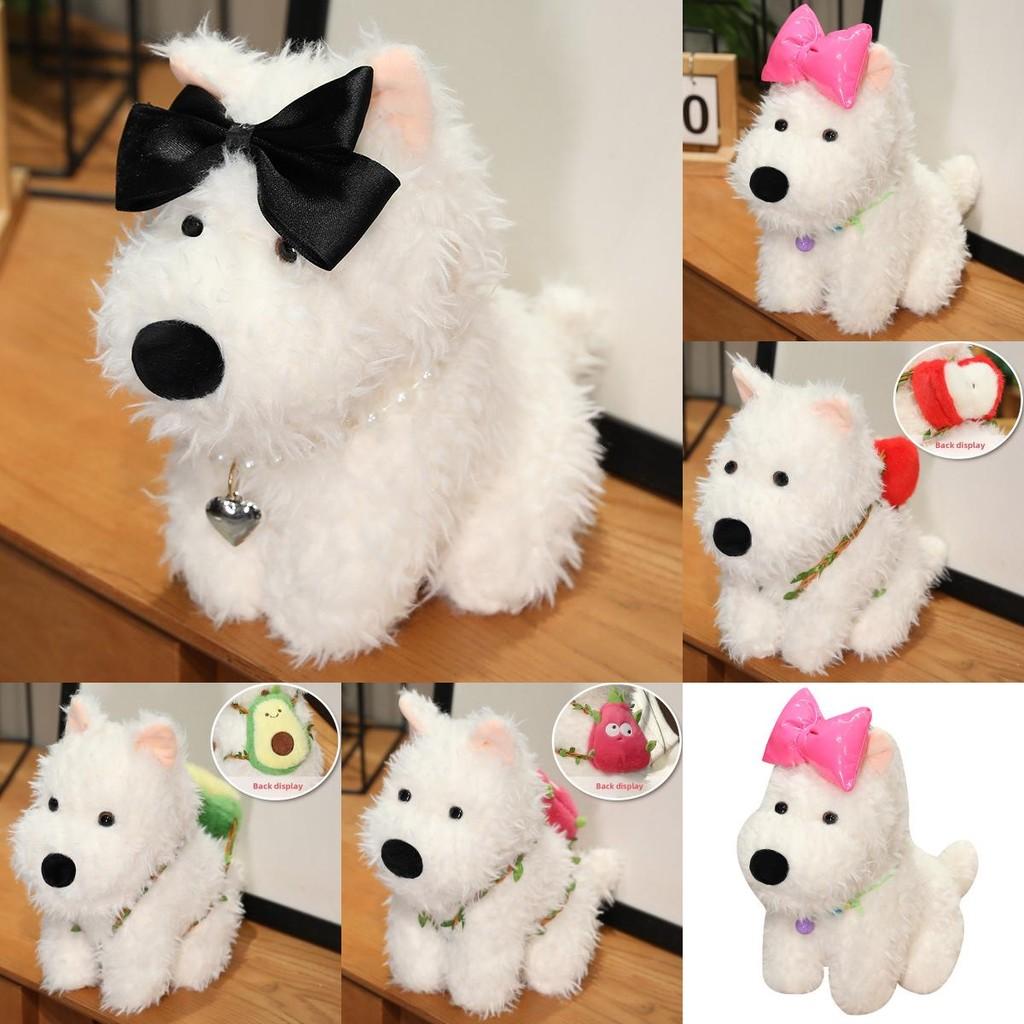 Highland Terrier West Plush Doll With Avocado Apple Backpacks Bow Decor Gift For