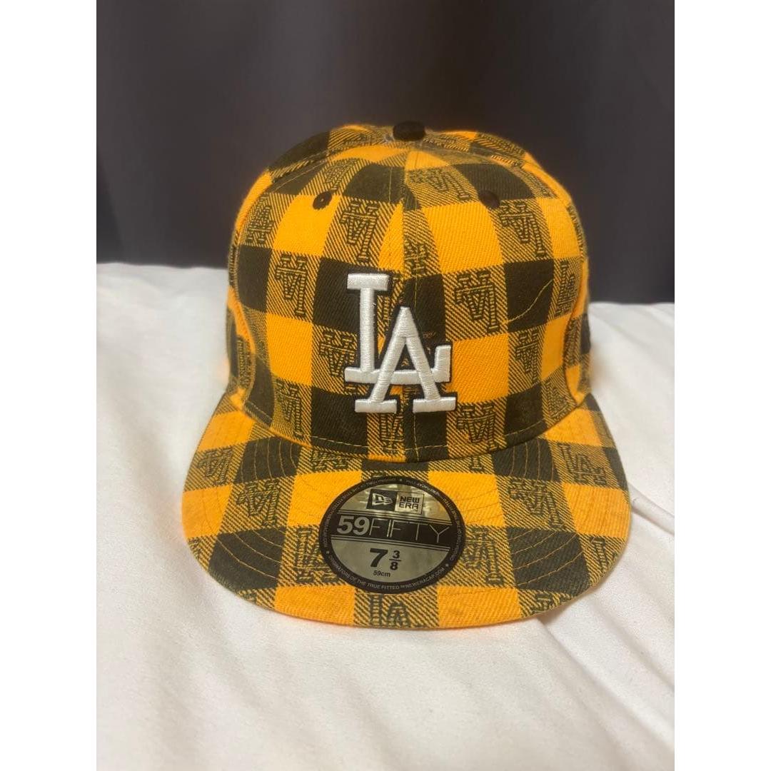 Used New Era 59FIFTY Cap Orange/Black Check 7-1/2