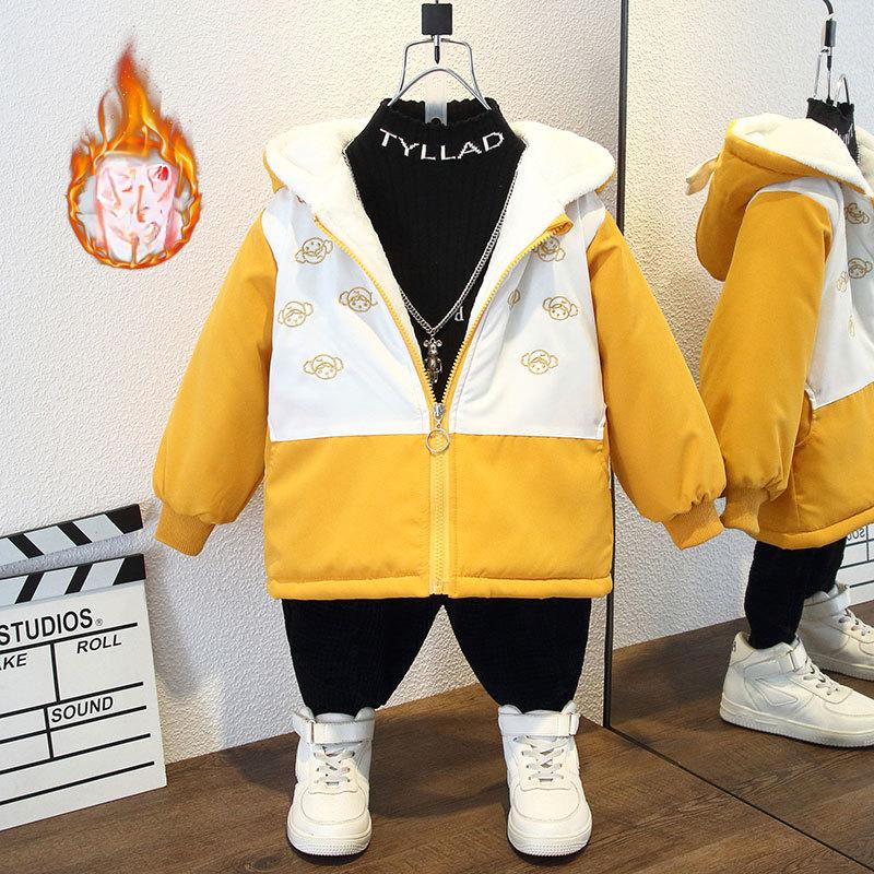 Flickors avslappnade tjocka kappa 2025 Vinter Barns fleecefodrade kappa