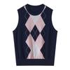 Women'S Diamond Cardigan Vest Vest Sweater Spring New Knitted Vest Vest Bottoming Shirt