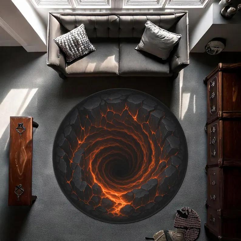 3D Rug Round Rug Big Crack Rug Deep Hole Rugs Illusion Rug Huge Crack Rug Optical Illusion Rug Water Rug 3D Look Crack Rugs