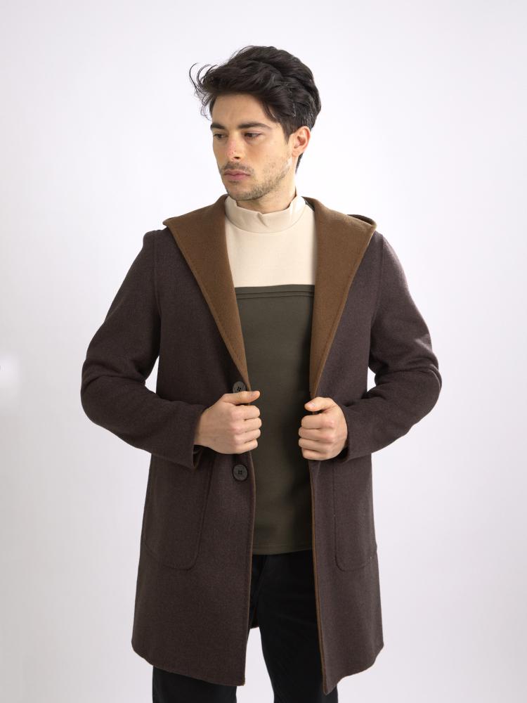 Ikalook Men'S Wool Blend Reversible Hooded Coat Aco116