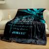 Turquoise ribbon with handwriting design on a textured, dark background. for all seasons blanket lunch break throw gift
