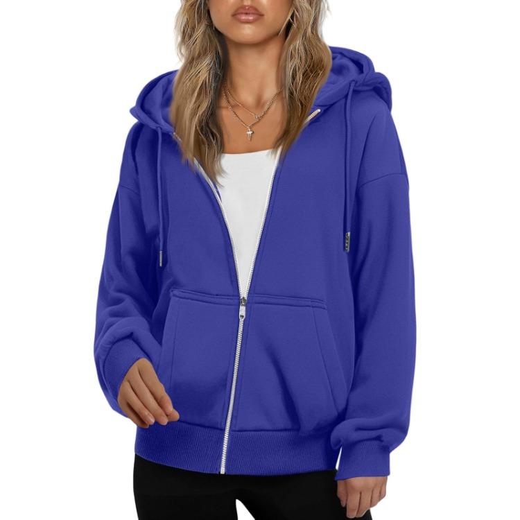 Fashion Womens Zipper Hooded Cardigan Sweatshirt Casual Loose Fleece Jacket