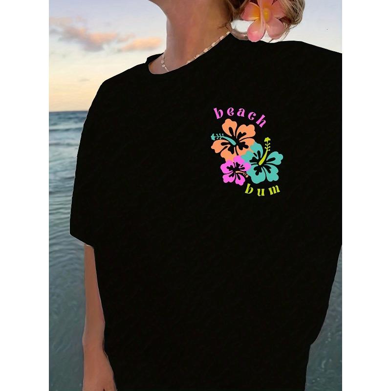 Women's Floral Off-Shoulder Short Sleeve Round Neck Casual Top Spring Summer Fashion