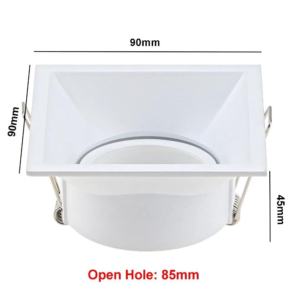 LED Downlight Ceiling Light Fixtures Square Recessed MR16 GU10 Fixture White Black Adjustable LED Ceiling Spot Light Frame