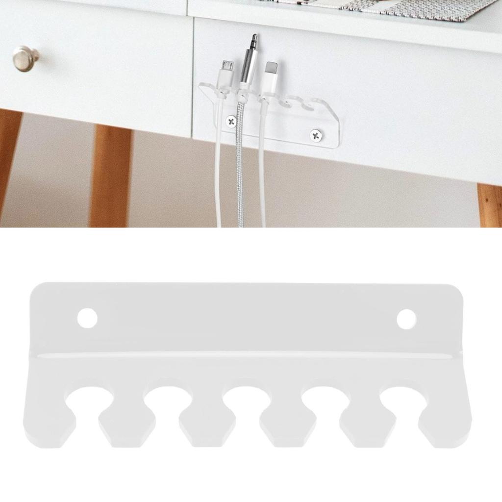 4 Pcs Cable Holder Clip 5 Slots Acrylic Phone Tablet Charging Cord Management   for Desk Wall