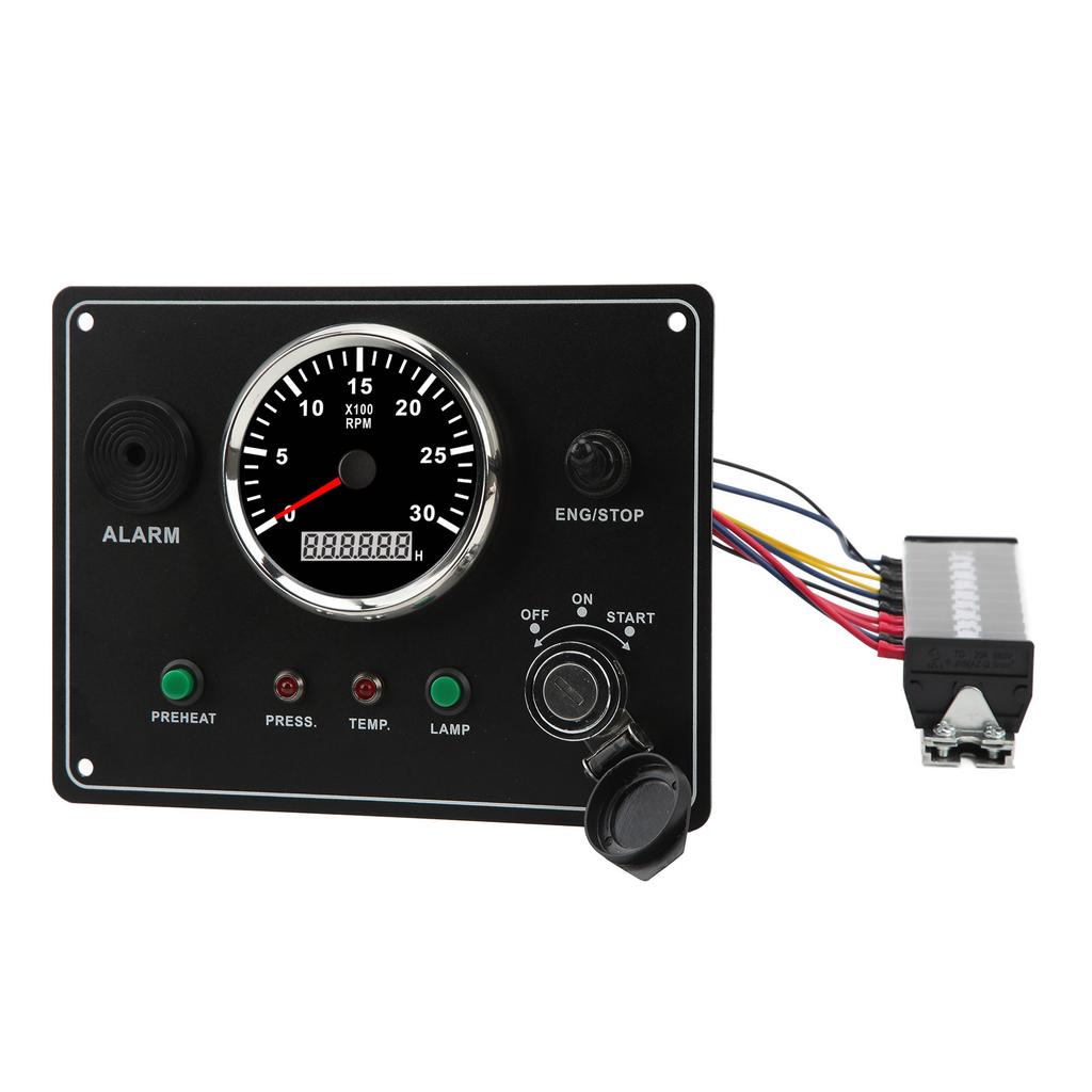 Marine Instrument Panel Multi Function 3000RPM Engine Speedometer Low Oil Pressure Water Temperature Alarm for RVs