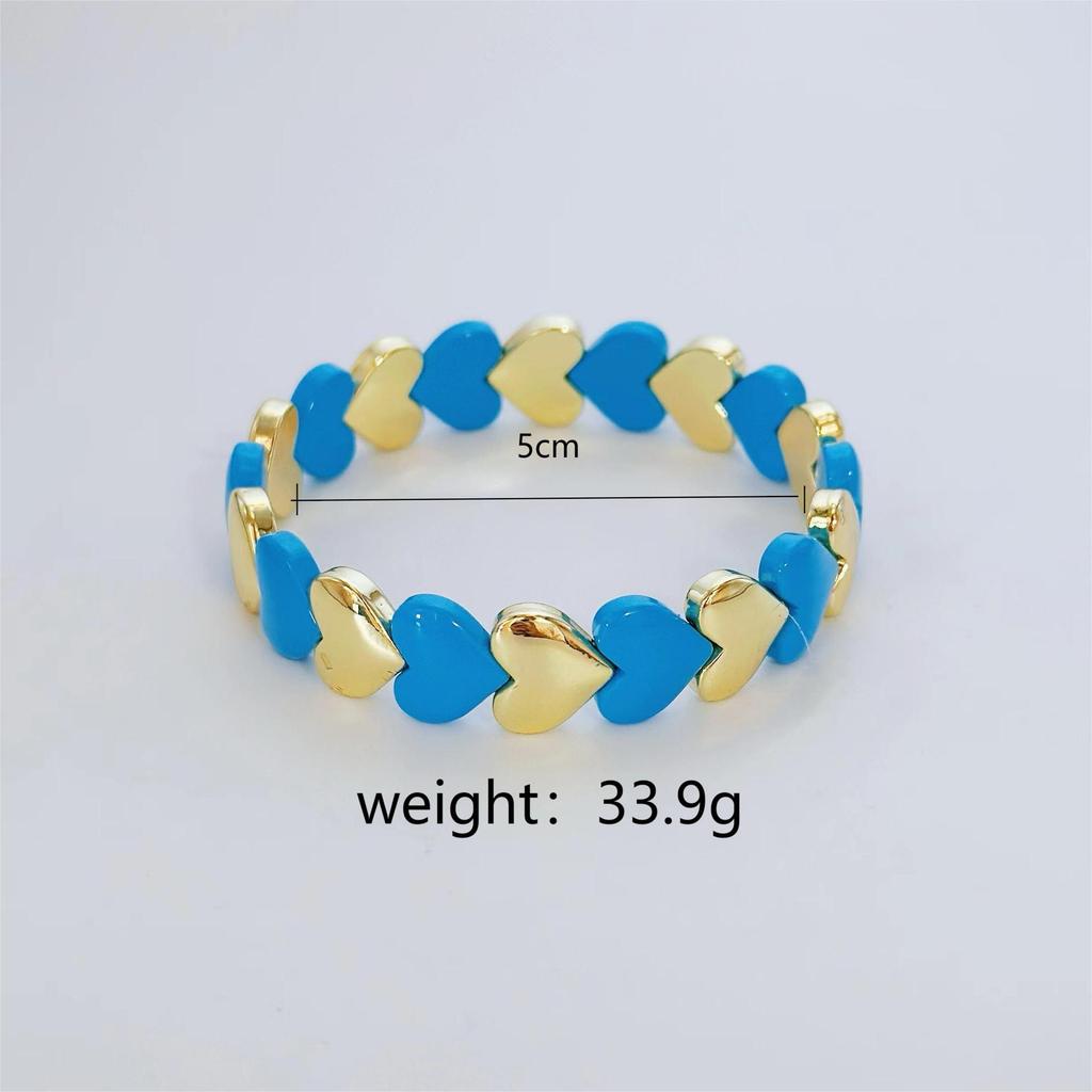 Popular Gorgeous Color Jumping Enamel Love Bracelet Elastic Bracelet Suitable For Women'S Daily Wear