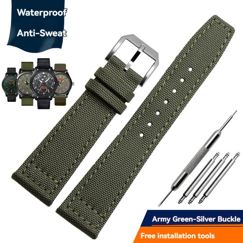 Nylon Canvas Watch Strap for IWC Pilots Portugal Portofino Fabric Cowhide Bottom Watch Chain Men Women Watchband 20mm 21mm 22mm