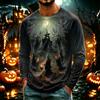 Men's Casual Halloween Print Neck Long Sleeve T-Shirt Lightweight for Daily Wear