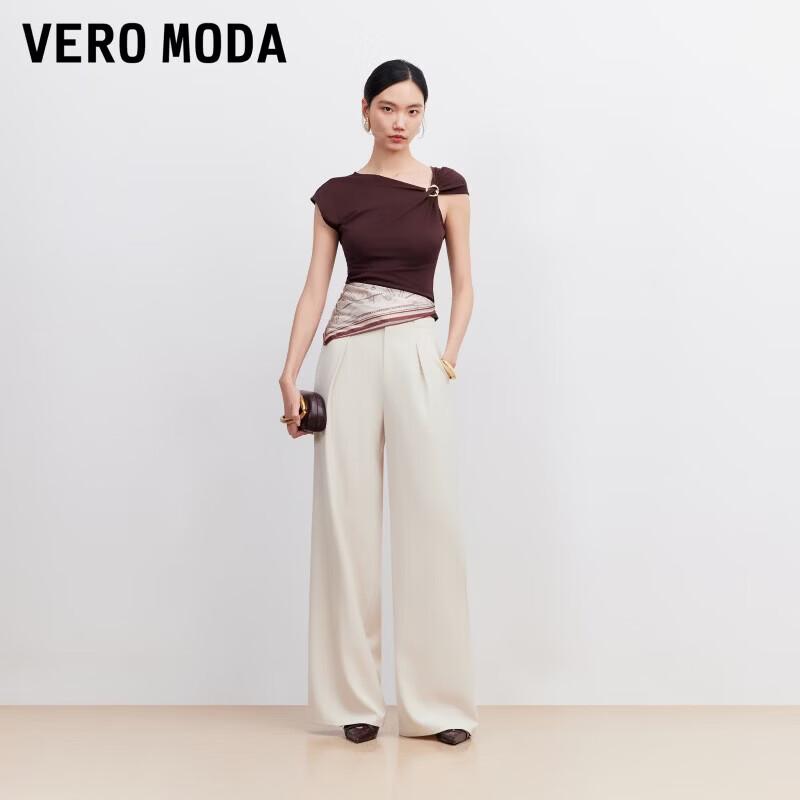 

VEROMODA Women s Drawstring Pleated Straight-Leg Casual Pants L