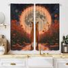 2pcs Glam Style Fox and Moon Printed Blackout Curtains, Semi-Sheer Polyester Drapes with Rod Pocket for Living Room Bedroom, Mac