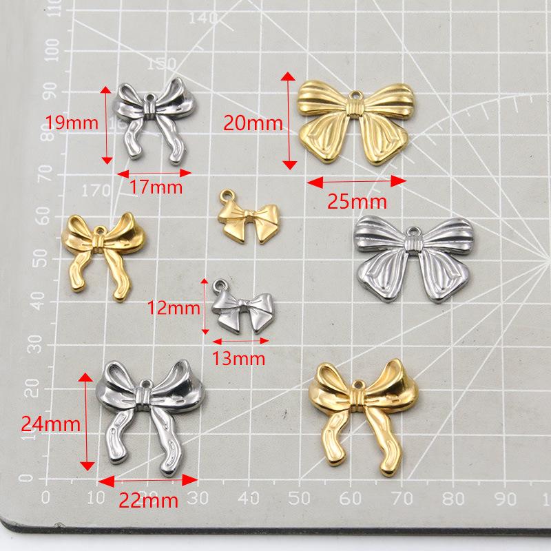 Stainless Steel Bowknot Pendant - Creative DIY Jewelry Accessory, Vacuum Plating, Handmade, Hot Selling