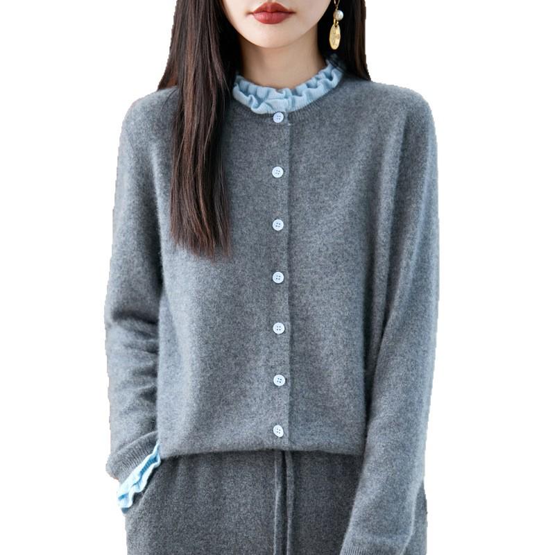 Podzim/Zima 2025 Dámský nadměrný luxusní vlněný pletený kardigan - Svršek svetr s dlouhým rukávem