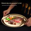Korean Style Golden Round Plate - Shallow Plate for Snacks, Western Food, Steak, BBQ, and Desserts.