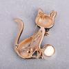 New Lovely Bow Knot Cat Shape Brooches Gray Simulated Pearl Texture Enamel Jewelry For Women Girl Suit Coat Corsage Pins
