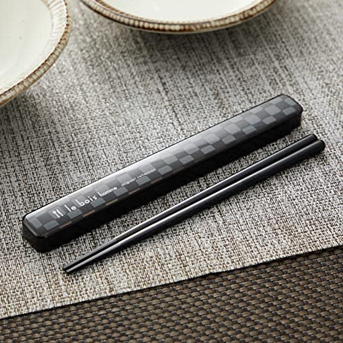Komori Resin Chopsticks and Chopstick Case "Le Bois Homme" Set, Black, 21cm, Dishwasher Safe, 812689