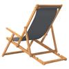 Vidaxl Folding Beach Lounger, Solid Teak Wood, Gray