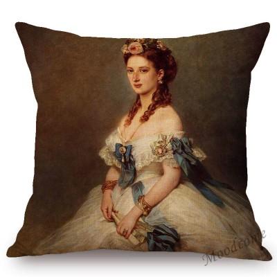 Franz Xaver Winterhalter Rococo Royal Court Princess Queen Beautiful Lady Portrait Oil Painting Sofa Pillow Case Cushion Cover