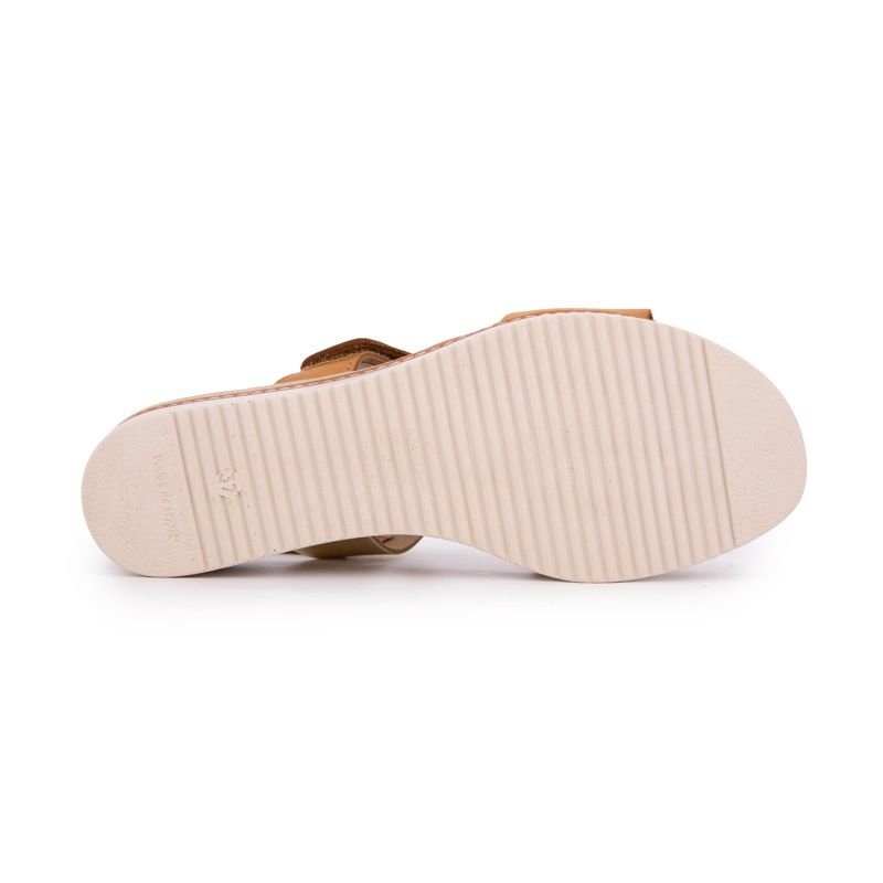 Sandales compensée cuir à scratch tan goldFemme BIOSTOCK