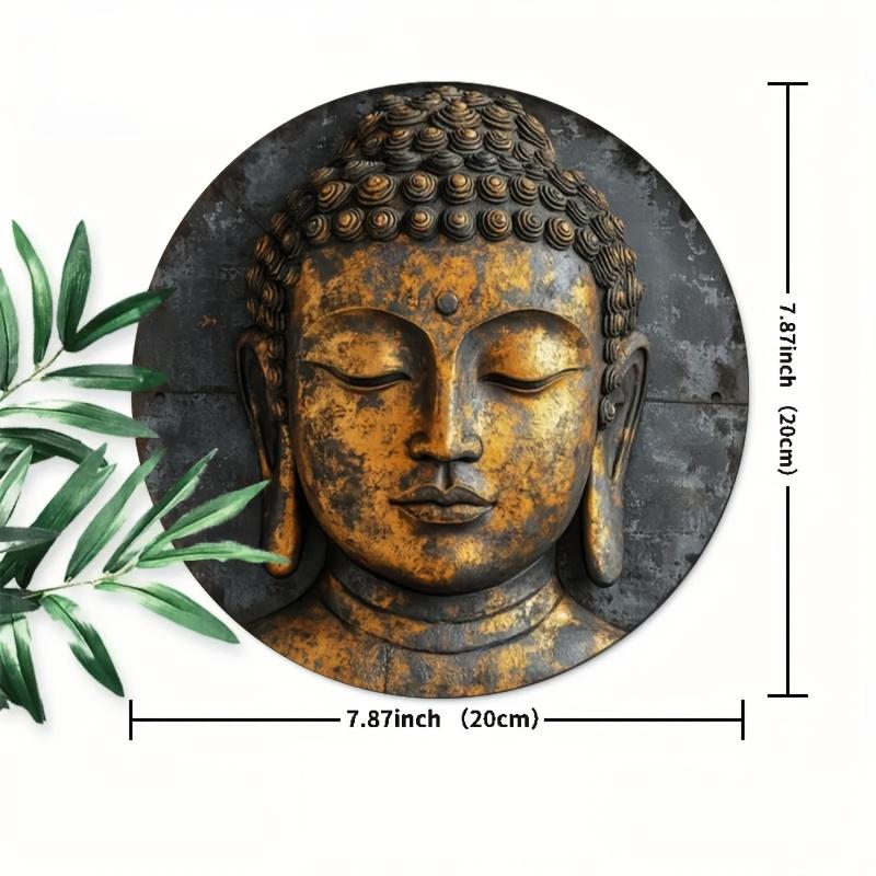 

1 model, 2D round wooden Buddha logo, 3D retro meditation mural, festive home and office decoration білий