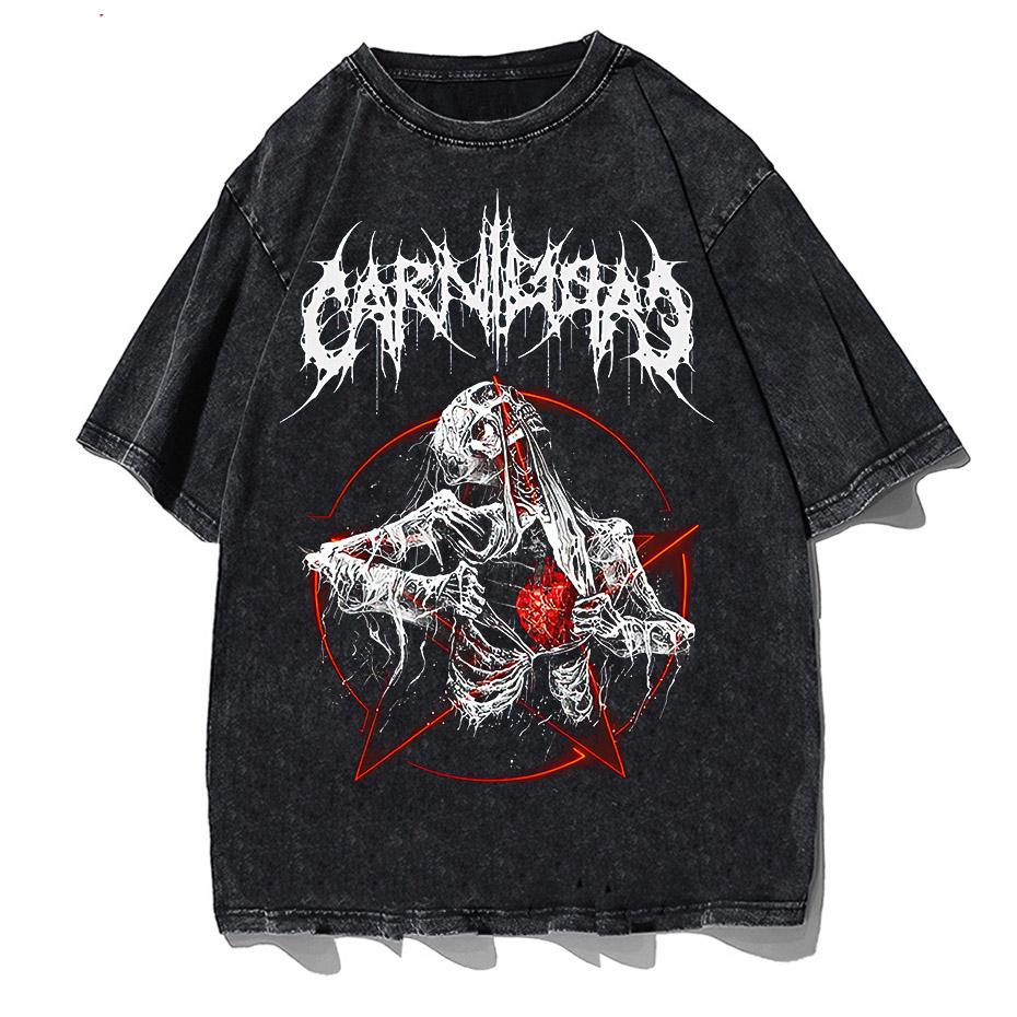 

Мужская и женская футболка Harajuku, летняя футболка с коротким рукавом, винтажная черная демоническая панк-готическая футболка с принтом аниме, большие хлопковые топы из стираного хлопка