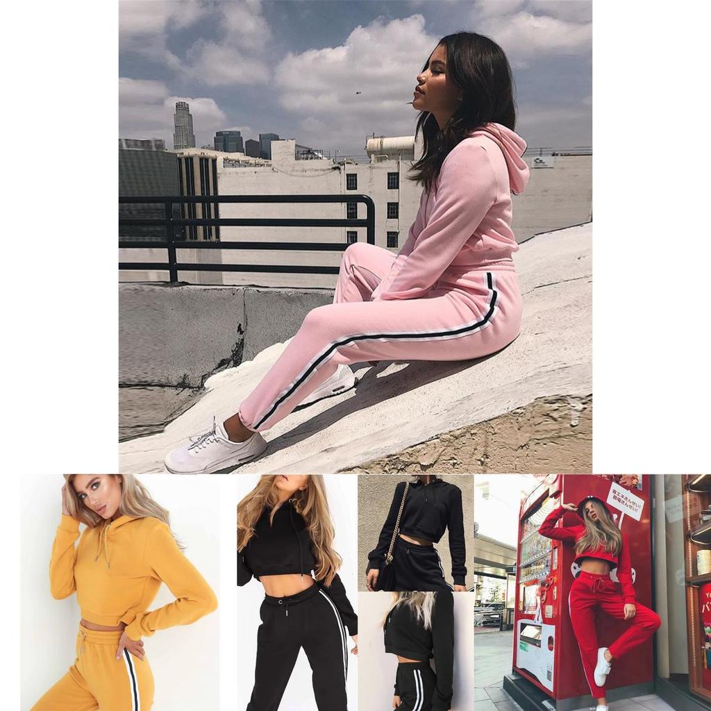 Sets Womens Tracksuit Topsbottom Fashion Long Sleeve Loose Pullover Sportwear