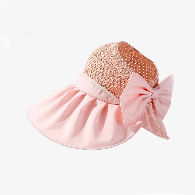 New Korean Style High-quality Patchwork Straw Top Hat Women's Summer Outdoor Sun Protection Bow Sun Hat