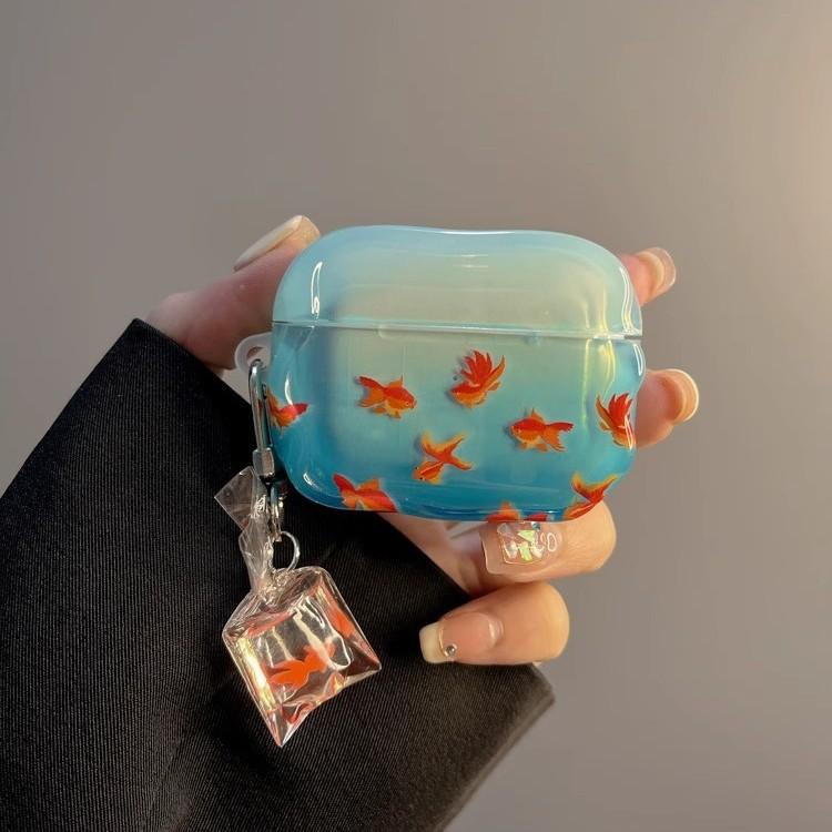 New Chinese style smudged goldfish airpodspro1 silicone protective cover New 1st generation pendant 1 Cute 1st generation pendant 1/2 generation