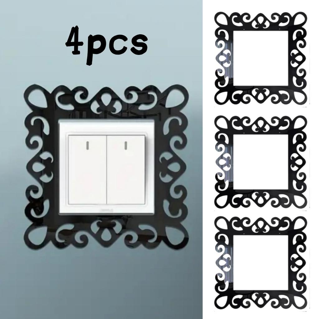 4pcs Self-Adhesive Panels Wall Sticker Acrylic Light Switch Cover Mirror Face Stickers On The Wall Home Decoration Photo Frame S