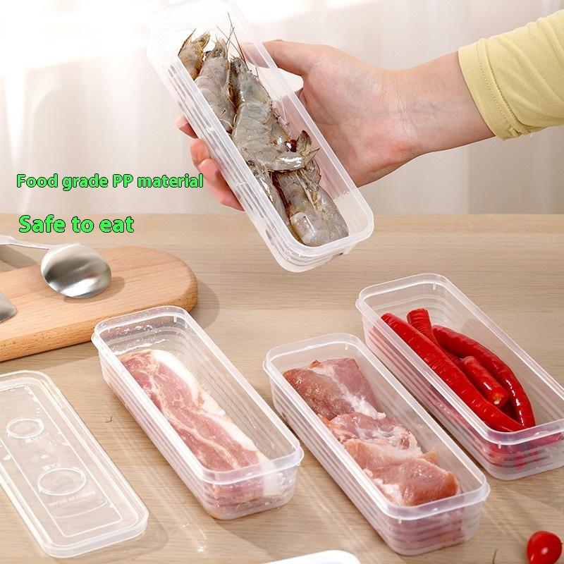 1/4Pcs Long Rectangular Food Storage Containers Plastic Reusable Refrigerator Organizer Boxes Kitchen Accessories
