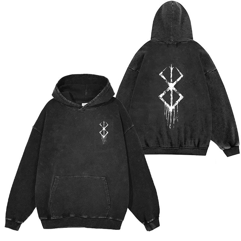 Oversized Vintage Wash Hoodie - Japanese Minimalist Cartoon Anime Style