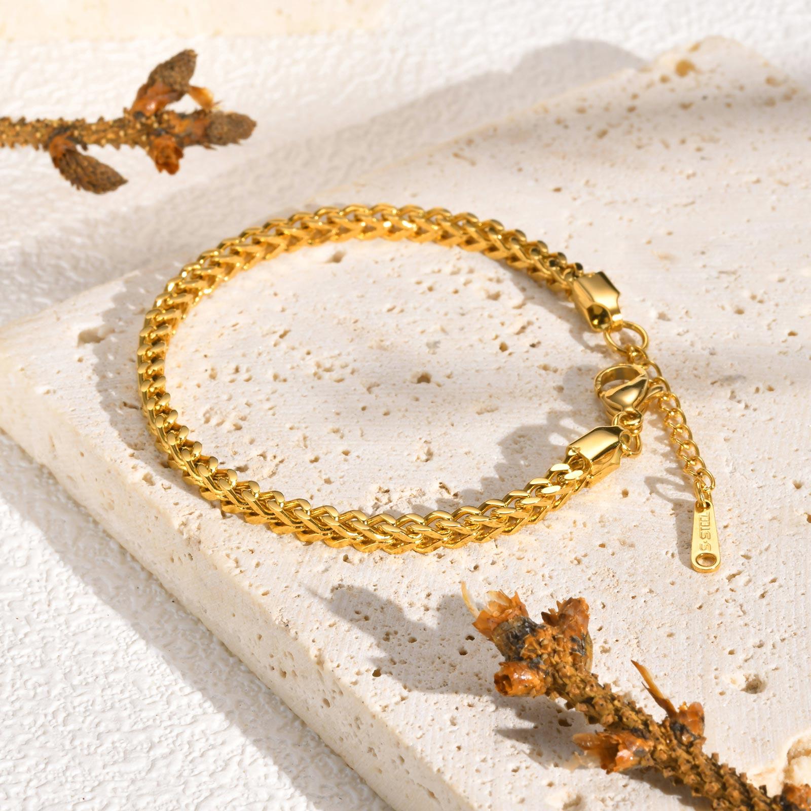 

Square Keel Chain Bracelet for Women,Stainless Steel Gold Color Punk Bracelets,Fashion Jewelry Gift