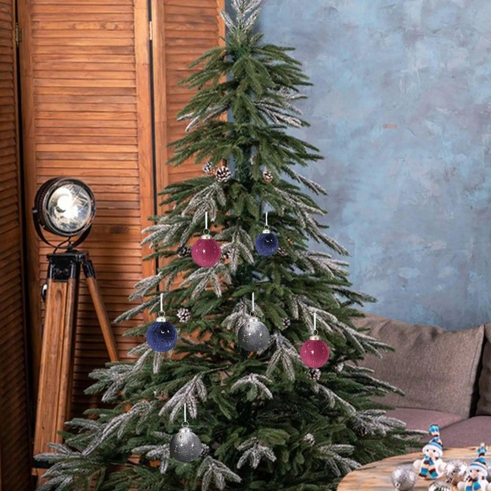12Pcs/set Creative Velvet Christmas ball Ornaments Shiny Xmas Tree Hanging Pendants Home Decoration