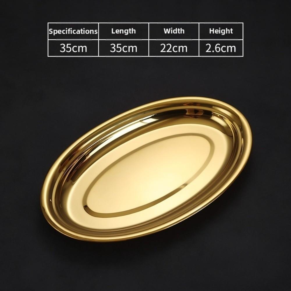 Oval Shape Barbecue Plate Stainless Steel Large Serving Plate New Steamed Fish Plate Kitchen Use