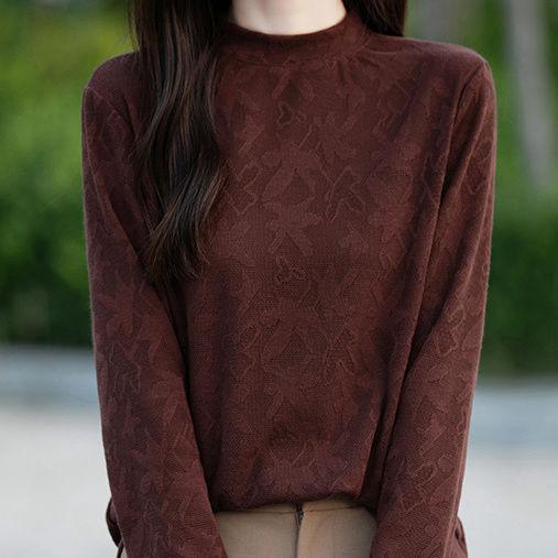 Hook Flower Hollow Knitted Base Shirt for Women's Spring and Autumn Loose Top