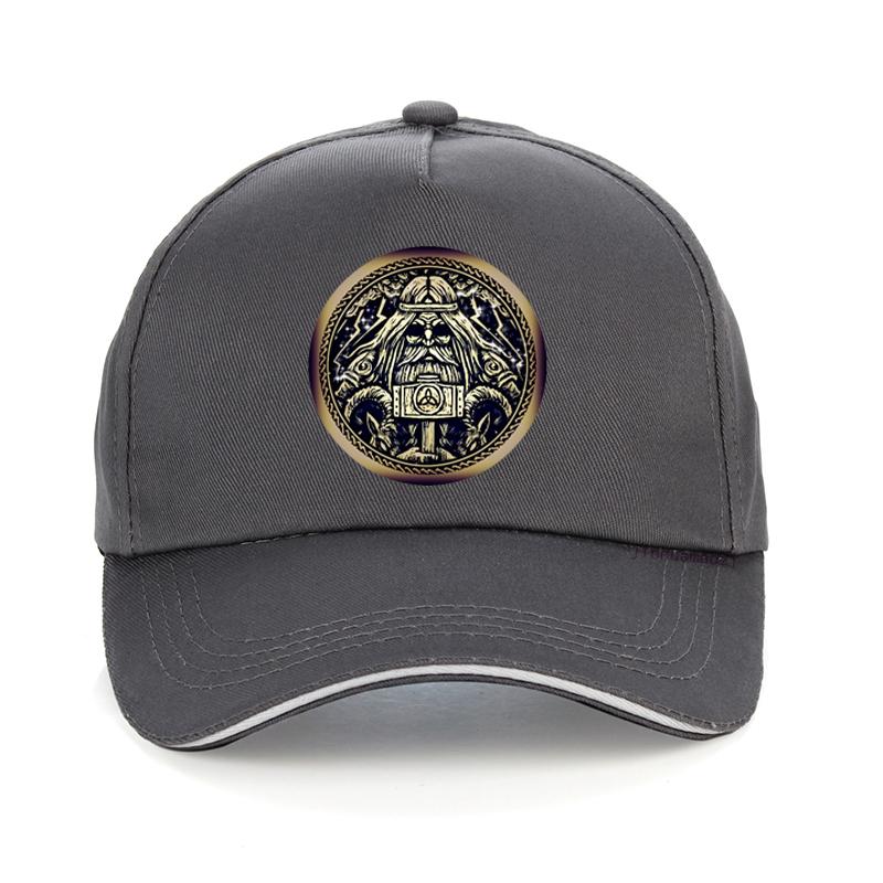 Viking Amulet Print Baseball Cap Thor With Hammer Hip Hop Cap Tv Show Vikings Dad Hat Norse Pagan Talisman Unisex Snapback Hats