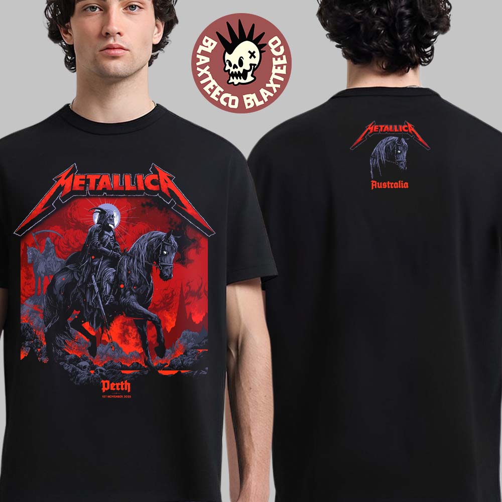 Metallica World Tour se vrací do Evropy 2026 Rozpis Dat Turné Oboustranné Unisex Tričko Pánské Dámské Oversized Bavlna Krátký Rukáv