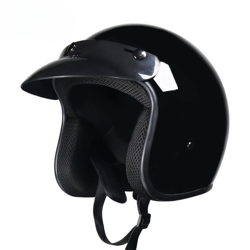 Retro Helmet Personalized Men's and Women's Leather Helmet Electric Vehicle Helmet 3/4 Summer Helmet, Half Helmet Scooter Universal in All Seasons