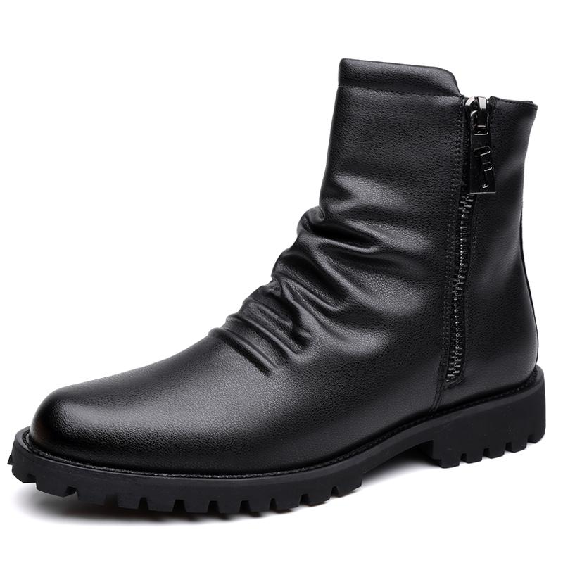 Men’s Motorcycle Boots Western Boots Black Jockey Boots Casual Street Style Cool Ankle Boots Plus Size