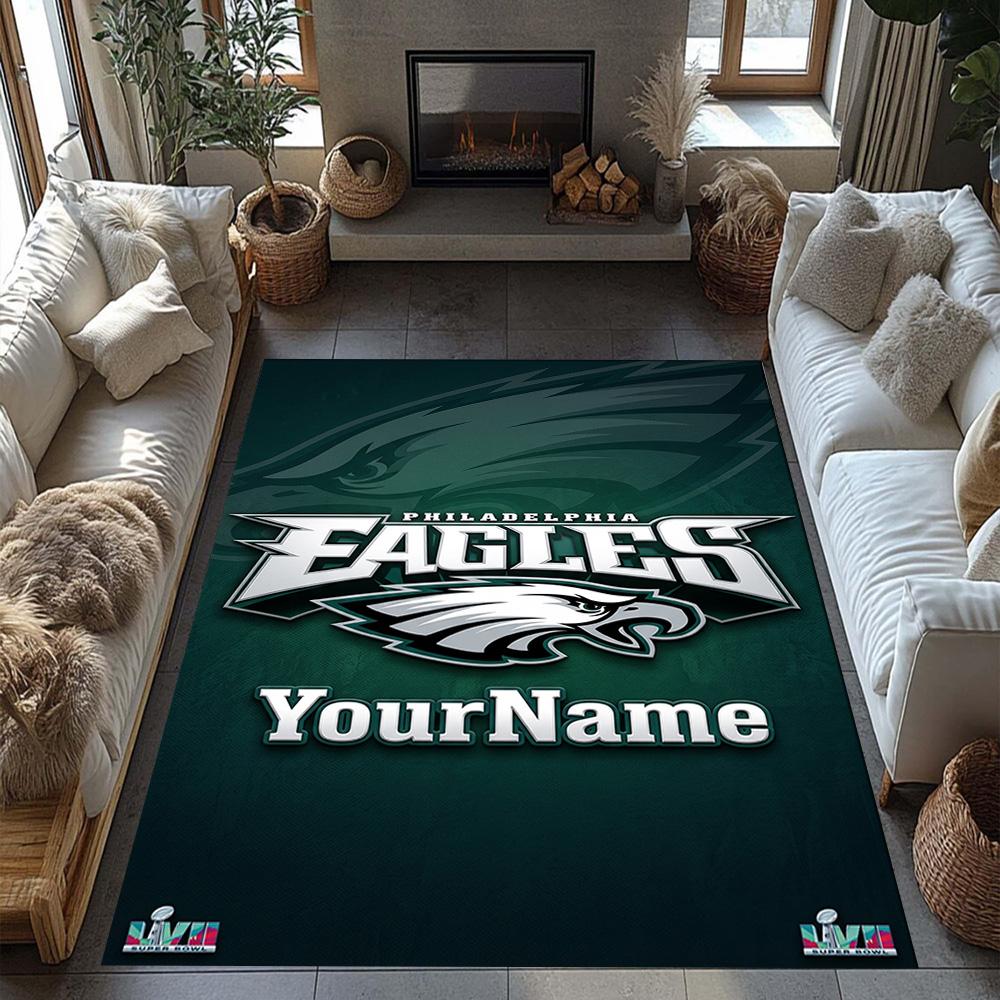 Philadelphia Eagles Customizable Name Area Rug Perfect For Outdoor Living Rooms Study Room Hallway Antislip Rug Decorate Offices