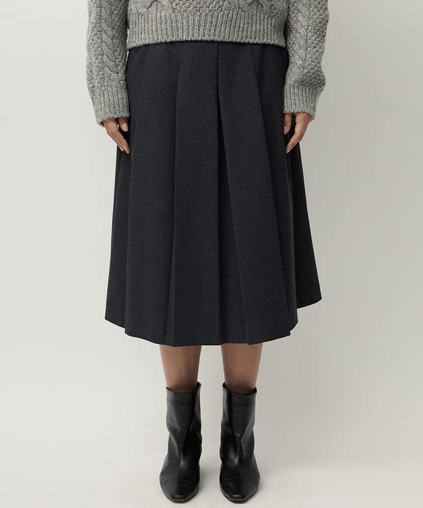 Leopeusaideuhwaiteulabel Organ Pleated Skirt Charcoal