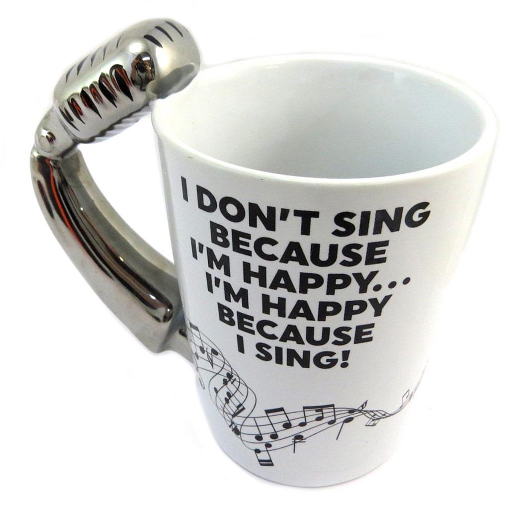 Les Trésors De Lily [P4179] - Cană ceramică 'Musicology' alb argintiu (Micro) - 13. 5x12. 5 cm