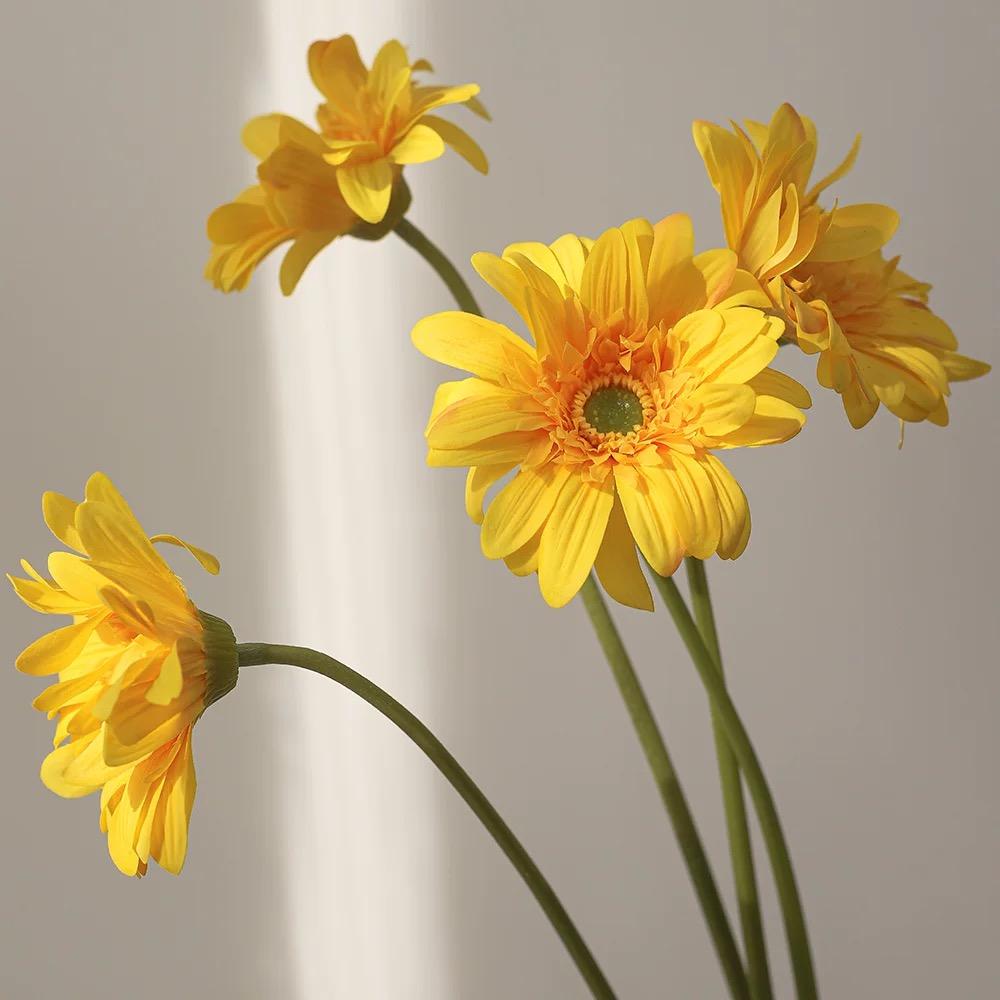 Orange Künstliche Gerbera Gänseblümchen Blume Echte Haptik Blütenblätter Blume Heim Hochzeit Dekor Gelbes Kunstblumenarrangement