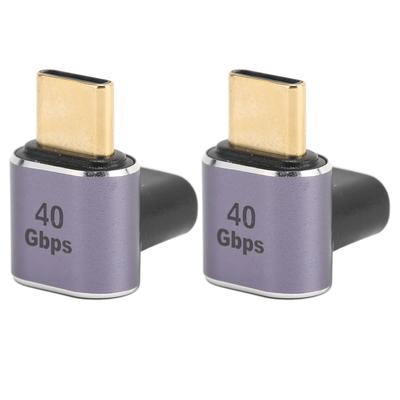 2 Pcs USB C Male To Female Adapter Right Angle 90 Degree PD 100W 40Gbps 8K60Hz HD Type C Male To