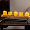 Carved Wood Candle Holder with Circular Sockets Firmwood Metal Frame Sturdy